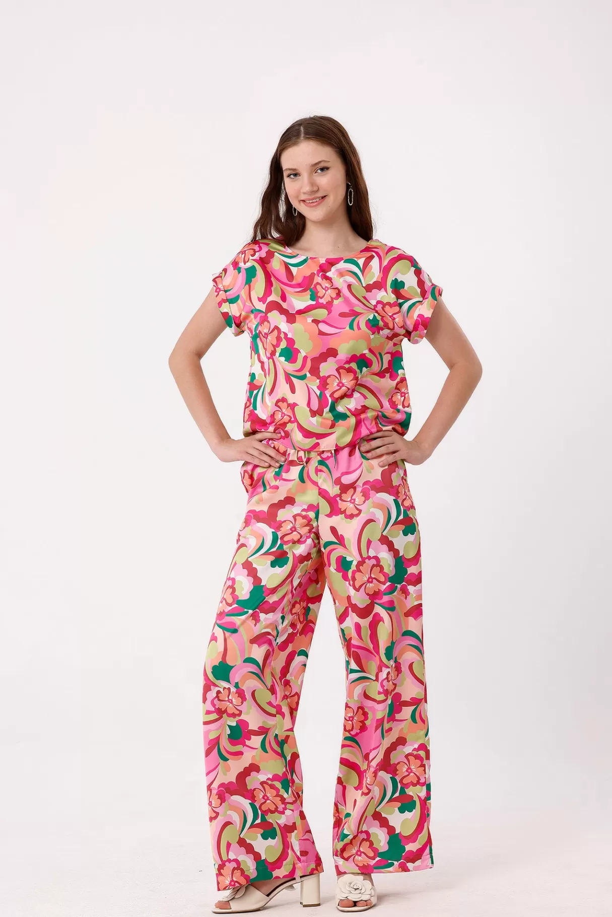 NAF NAF Pantalons^Pantalon Seventies ImprimeRose